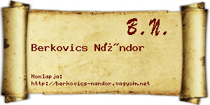 Berkovics Nándor névjegykártya